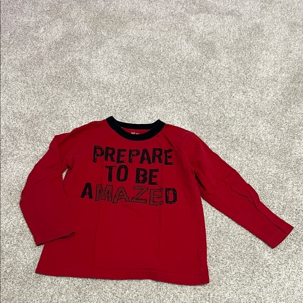 The Children's Place Red Long Sleeve Tee with Black Text